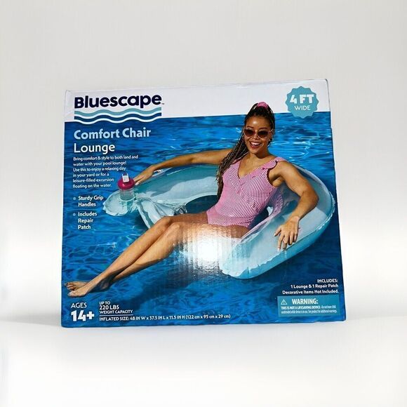 Inflatable Comfort Chair Lounge Pool Float, Teal, Age 14 & Up, Unisex - Picture 3 of 4